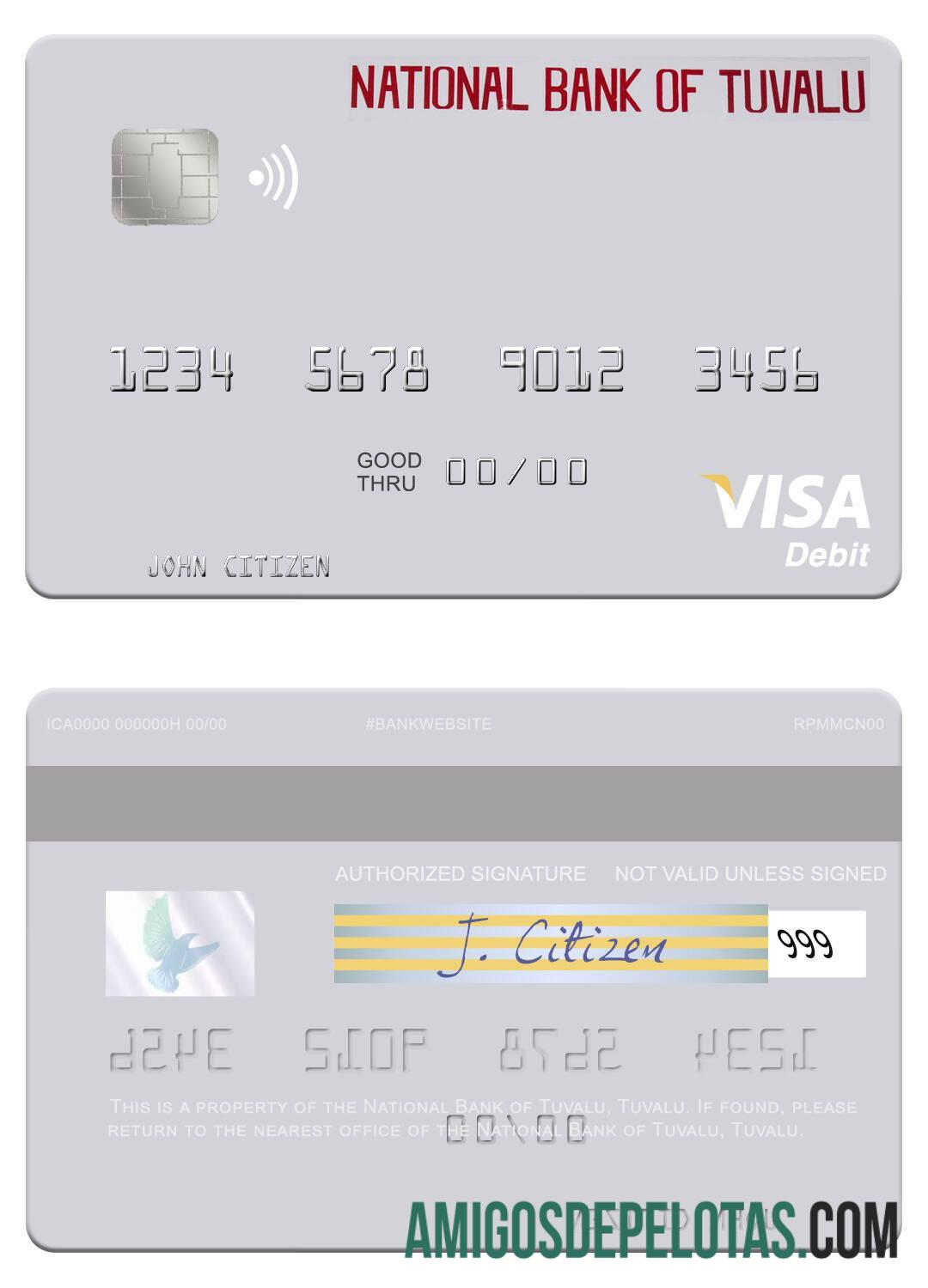 Cartão de débito Visa do Banco Nacional de Tuvalu baixar para verificação